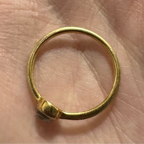 925 Sterling Silver Gold Plated Single Rhinestone Ring Size 5.5 Estimated - Picture 5 of 5
